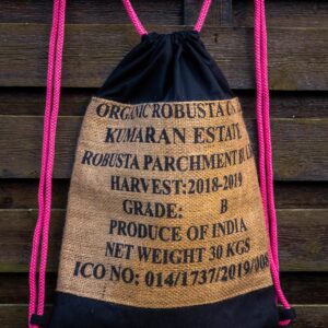 "2nd Use" Turnbeutel „ Black & Pink“ aus Kaffeesack - Unikat!